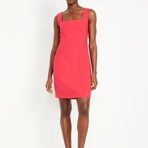 Old Navy Red Mini Dress Square Neck Sleeveless Linen